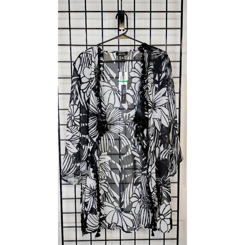 New Melissa Paige Kimono Wrap Floral Romantic Layering Tassel Large Beach Resort